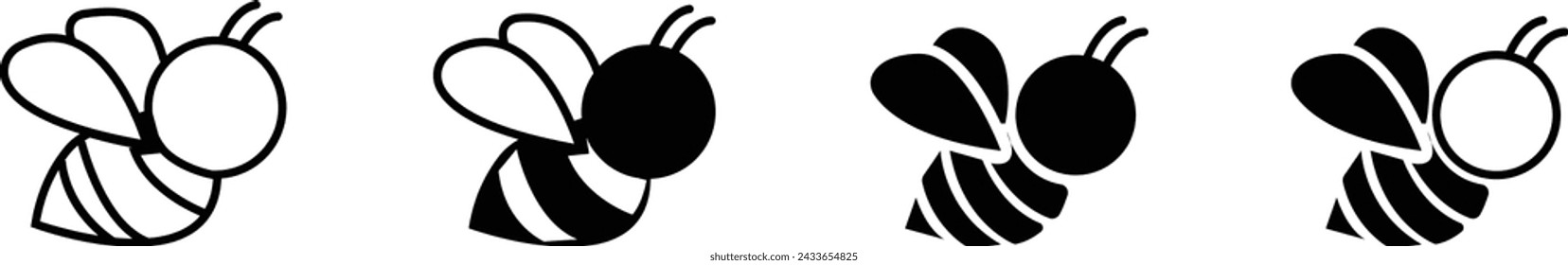 Bee flying icons set, honey animals logo vector, bee vector logo modern graphic abstract download quality Symbol of honey, beehive, bee, honey, hive, beekeeping icon on transparent background.