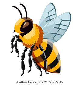 Bee. Flying insect. Close-up. Cartoon drawing. Can be used for web design prints and collages.