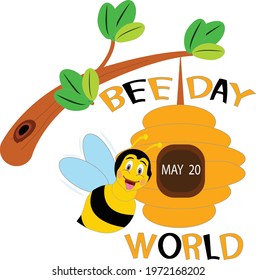 Сute bee flying into a hive. World Bee day, May 20.