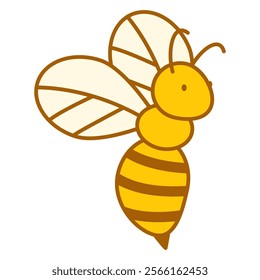 Bee flying line icon vector isolated. Honeybee, insect with wings. Queen of the hive.