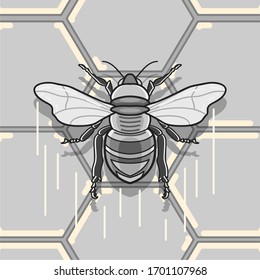 Bee flying logo in gray