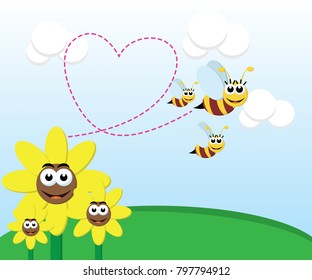 bee is flying with love