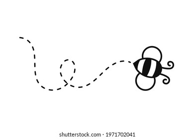 Bee Flying Path Bee Flying Dotted Stock Vector (Royalty Free ...