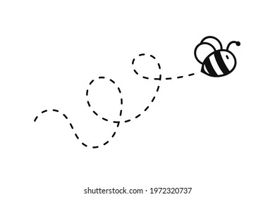 Bee Flying Path Bee Flying Dotted Stock Vector (Royalty Free ...