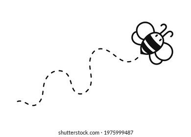 Bee Flying Path Bee Flying Dotted Stock Vector (Royalty Free ...