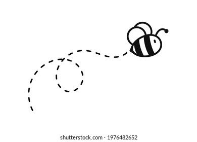 Bee Flying Path Bee Flying Dotted Stock Vector (Royalty Free ...