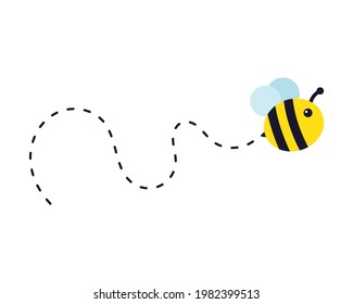 Bee Flying Path Bee Flying Dotted Stock Vector (Royalty Free ...