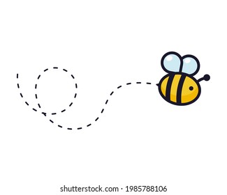 Bee Flying Path Bee Flying Dotted Stock Vector (Royalty Free ...