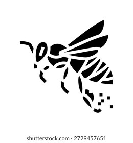 bee flying pollen on legs glyph icon vector. bee flying pollen on legs sign. isolated symbol illustration