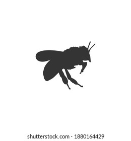 Bee Flying Silhouette Vector On A White Background