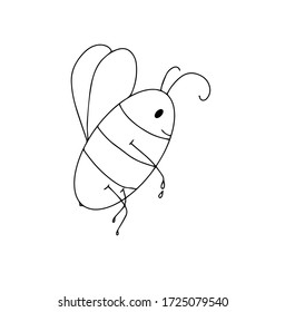 A bee is flying. Vector. Doodle style sketch. Isolated on a white background.