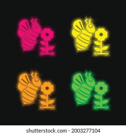 Icono de vector neonato brillante de cuatro colores