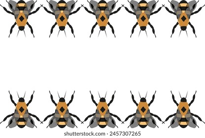 Bee Frame with Copy Space. Bumblebee Border design isolated white background. Vector illustration can used World Bee Day banner concept. EPS 10