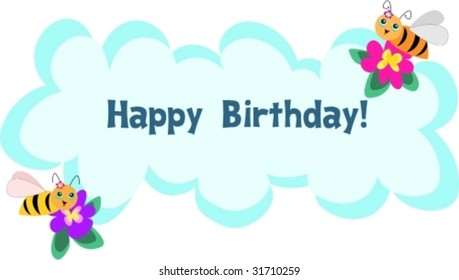 Bee Frame of Happy Birthday Message Vector