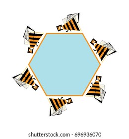 Bee frame for text. Vector abstract honeycomb banner. Stylized honey design element.