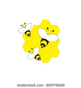 bee friends and honeycomb illustration vector icon