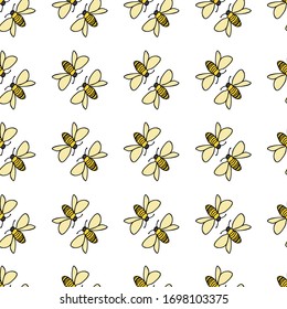 Bee friends talking to each other seamless vector repeat on white background ssurface design pattern tile