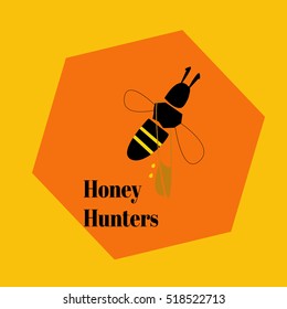 Bee with full bag of honey logo. Identity logo design template. Vector illustration.