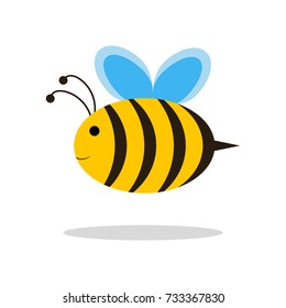 Bee. funny. The cartoon. Simple flat style. Yellow. Insect. Plump. For your design.