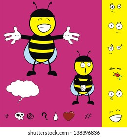 bee funny kid cartoon set in vector format very easy to edit