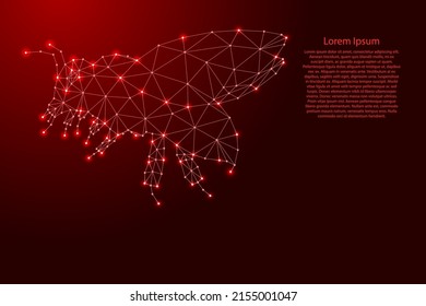 Abeja de futuristas líneas rojas poligonales y estrellas brillantes para carteles, afiches, tarjetas de felicitación. Ilustración vectorial.
