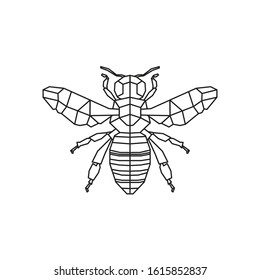 Bee Geometric Drawing Tattoo. Blackwork.
