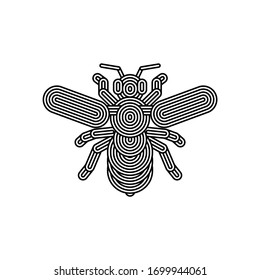 Bee Geometric Drawing Tattoo, Logo Or Icon. Blackwork.