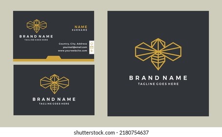 bee geometric logo design and business card template