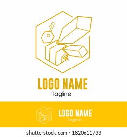Bee geometric logo vector design concept