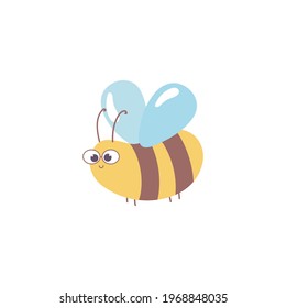 Bee with glasses flying cartoon vector on a white background