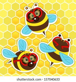 Bee with glasses - vector illustration