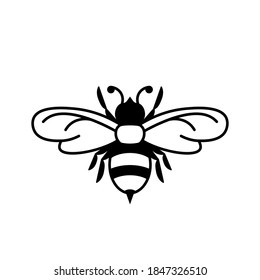 Bee glyph icon. Clipart image isolated on white background.