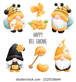 Bee gnome, honey bee, vector illustration