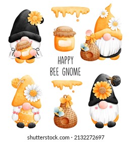 gnomo de abeja, abeja de miel, ilustración vectorial