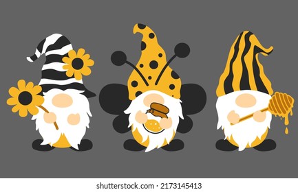 Bee Gnome With Sunflower vector, Honey Comb illustation, Gnome Bee Keeper vector, Bee Kind Gnome illustation, Summer