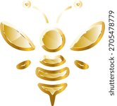 bee gold icon. Isolated on transparent background.