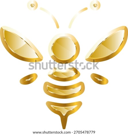 bee gold icon. Isolated on transparent background.
