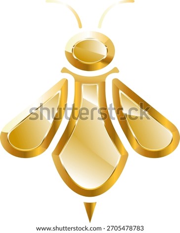 bee gold icon. Isolated on transparent background.