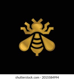Icono metálico o vector del logotipo de la chapada en oro de abeja