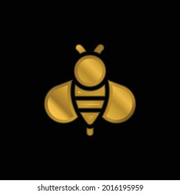 Bee gold plated metalic icon or logo vector