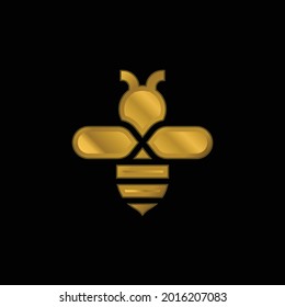 Bee gold plated metalic icon or logo vector