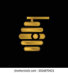 Bee gold plated metalic icon or logo vector