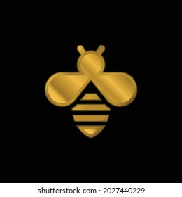 Bee gold plated metalic icon or logo vector