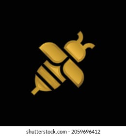 Bee gold plated metalic icon or logo vector