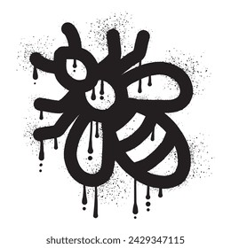 Bee graffiti with black spray paint