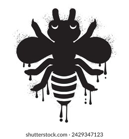 Bee graffiti with black spray paint