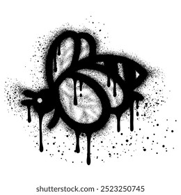 Bee graffiti with black spray paint. vector illustration.