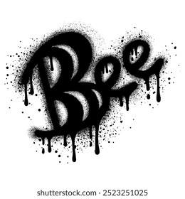 Graffiti de abeja con pintura en spray negra. Ilustración vectorial.
