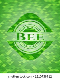 Bee green emblem with mosaic background