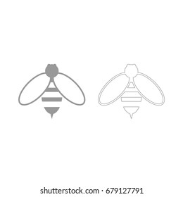 Bee grey set icon .